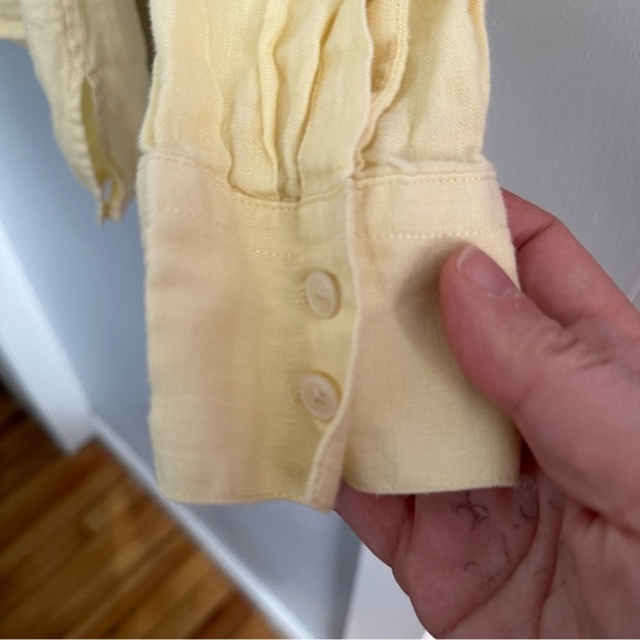 Talbots 100% Linen Button Down Shirt, Size 10 Petite, Pale Yellow - Picture 3 of 9